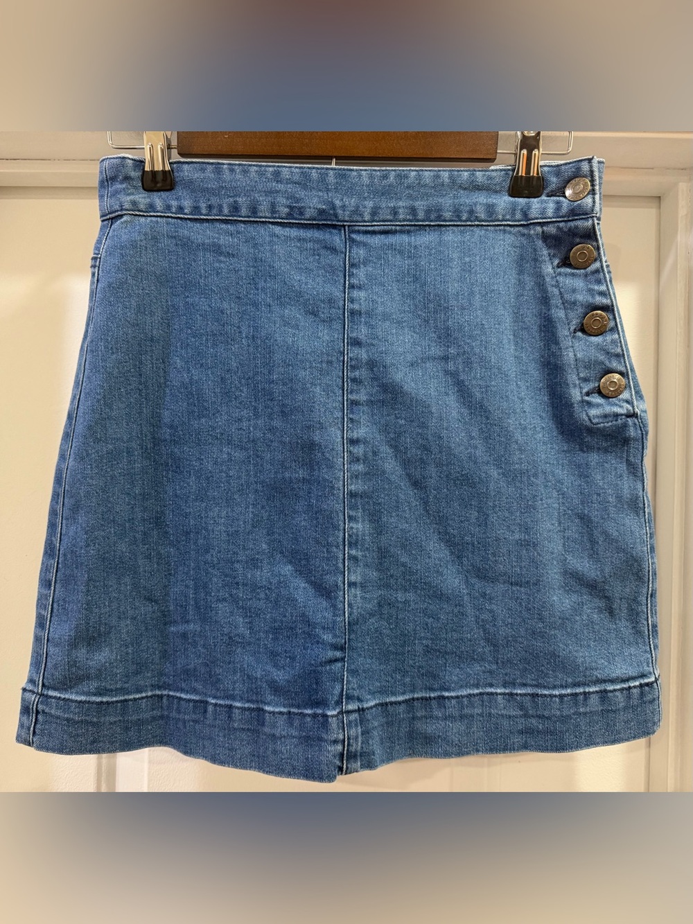 Harper Heritage Blue Denim Mini Skirt with Side Buttons Size Small